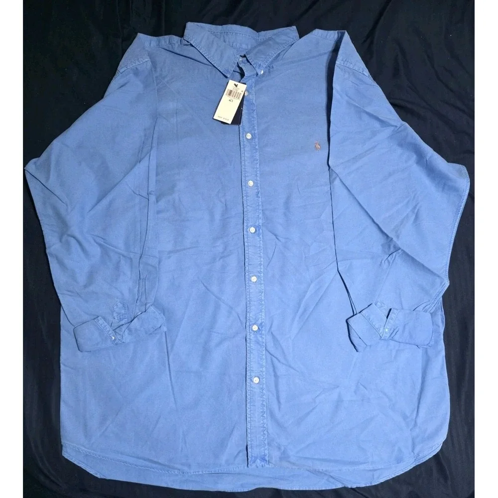 Polo Ralph Lauren Garment Dyed Blue Oxford Button Down Shirt Men's Size 4XLT NWT